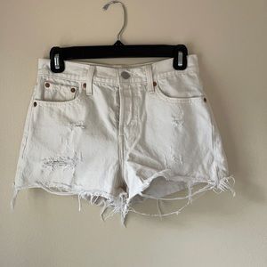 Levi’s White Distressed Jean Shorts